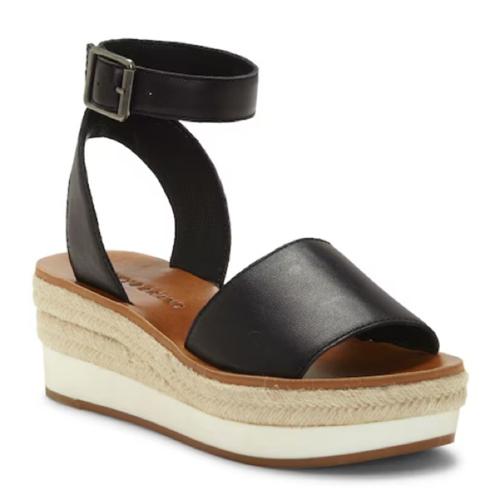 Lucky Brand Joodith Platform Wedge Sandal - Black, Size 8